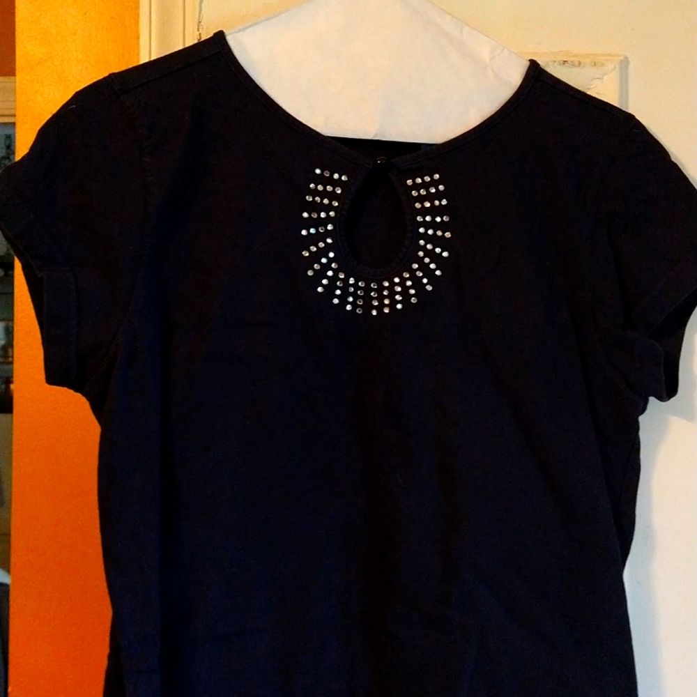 Karen Scott black and rhinestone tshirts